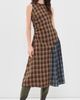 Another Girl Another Girl Contrast Check Panel Midaxi Dress Brown/Blue - 5