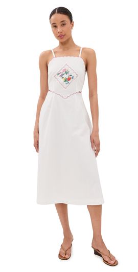 Another Girl Another Girl Embroidered Handkercheif Detail Dress White