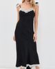 Another Girl Another Girl Lace Trim Satin Maxi Slip Dress Black - 2