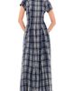 Another Girl Another Girl Mesh Check Godet Maxi Dress Navy/Cream - 1