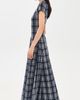 Another Girl Another Girl Mesh Check Godet Maxi Dress Navy/Cream - 4