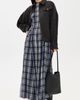 Another Girl Another Girl Mesh Check Godet Maxi Dress Navy/Cream - 5