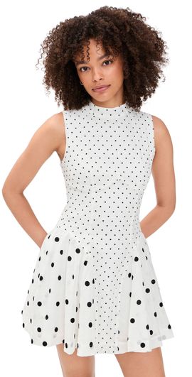 Another Girl Another Girl Polka-Dot Mix Gathered Hip Mini Dress White