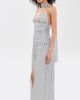 Another Girl Another Girl Spot Mesh Maxi Dress with Scarf White/Black - 4