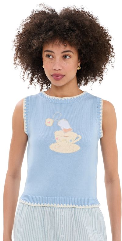 Another Girl Another Girl Teacup Knitted Tank Blue