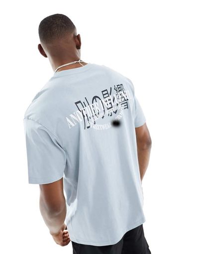 Another Influence Another Influence boxy logo print t-shirt in blue