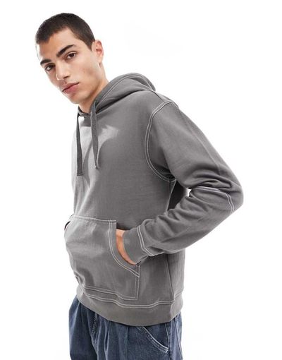 Another Influence Another Influence contrast stitch hoodie in charcoal-Gray