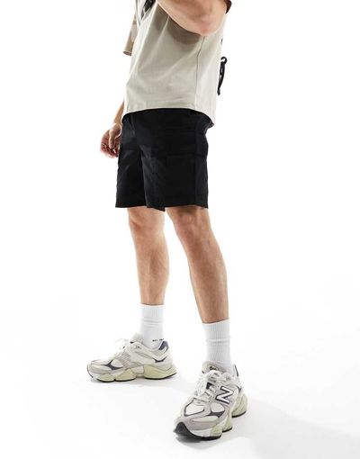 Another Influence Another Influence cotton twill cargo shorts in black