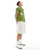 Another Influence Another Influence linen mix embroidery camp collar shirt in green - 2