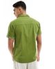 Another Influence Another Influence linen mix embroidery camp collar shirt in green - 4