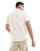 Another Influence Another Influence linen mix embroidery camp collar shirt in off white - 4