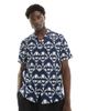 Another Influence Another Influence short sleeve printed revere collar shirt in navy - 3