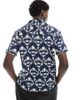 Another Influence Another Influence short sleeve printed revere collar shirt in navy - 4