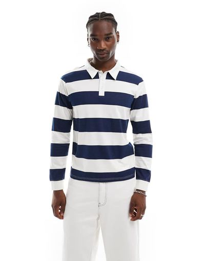 Another Influence Another Influence striped rugby long sleeve t-shirt in blue-Multi