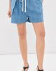 Another Tomorrow Another Tomorrow Chambray Drawstring Shorts Light Blue Wash - 2
