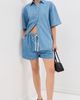 Another Tomorrow Another Tomorrow Chambray Drawstring Shorts Light Blue Wash - 5