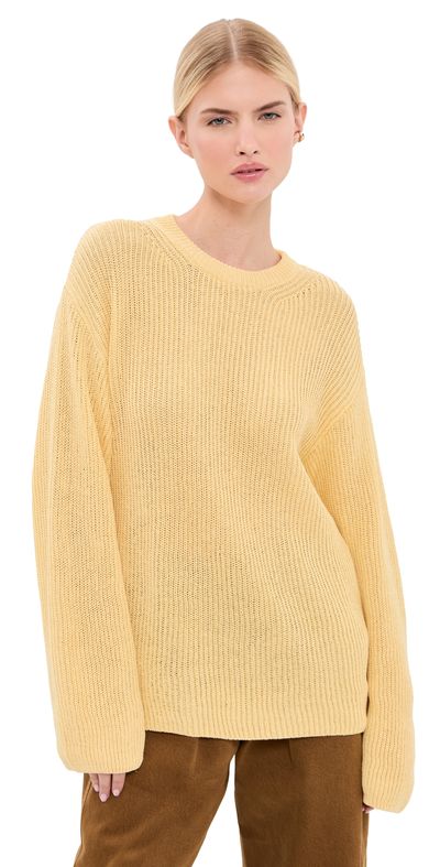 Another Tomorrow Another Tomorrow Draped Crew Knit Sweater Sun