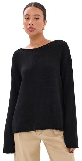 Another Tomorrow Another Tomorrow Draped Knit Sweater Black
