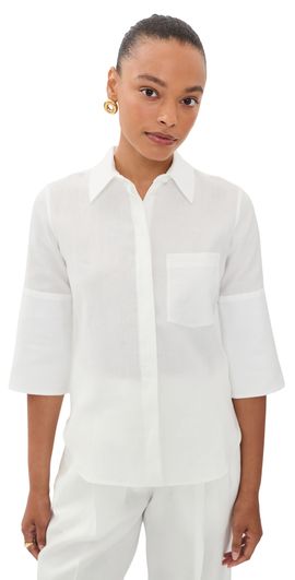 Another Tomorrow Another Tomorrow French Cuff Blouse White
