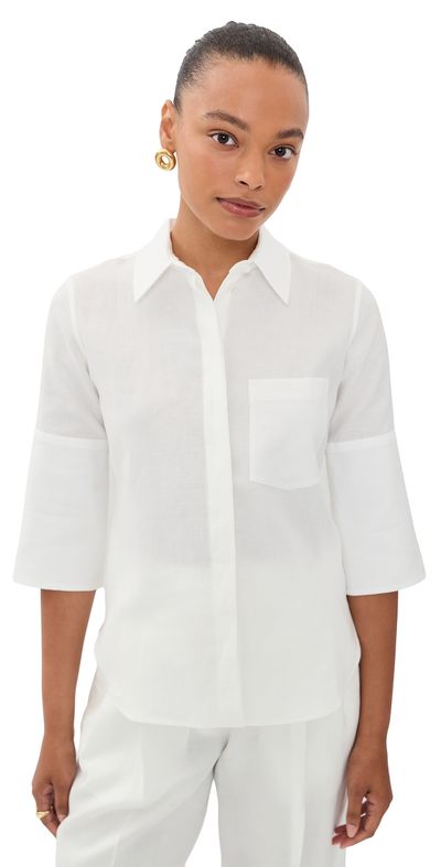 Another Tomorrow Another Tomorrow French Cuff Blouse White