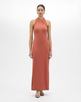 Another Tomorrow Another Tomorrow Gathered Halter Dress