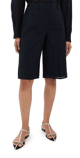 Another Tomorrow Another Tomorrow Gingham Bermuda Pants Black