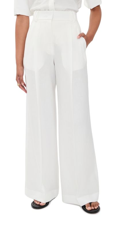 Another Tomorrow Another Tomorrow Pleated Trousers White