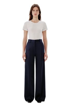 Another Tomorrow Another Tomorrow Wide Leg Suit Pant | Navy 