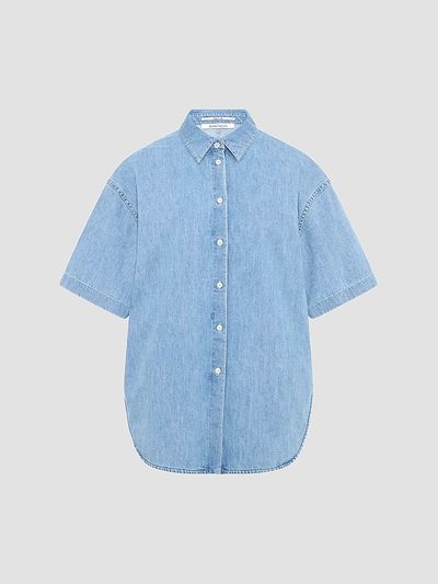 Another Tomorrow Women's Chambray Short Sleeve Shirt
