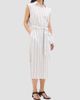 Another Tomorrow Women's Sleeveless Pleat Back Tie Dress - 2