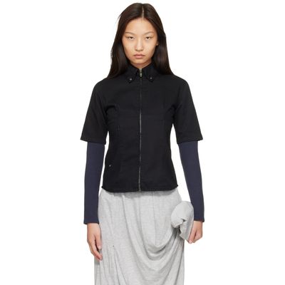Ans Dotsloevner Ans Dotsloevner Black & Navy Long Sleeve Denim Shirt