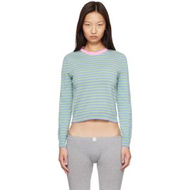 Ans Dotsloevner Ans Dotsloevner Green & Purple Knitted Striped Long Sleeve Sweater