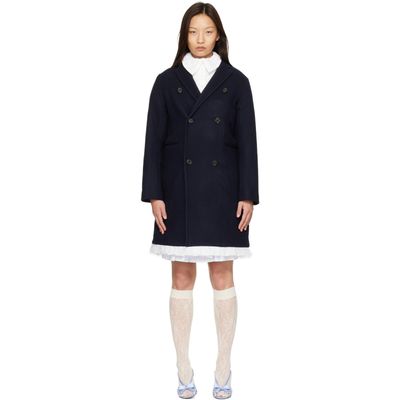 Ans Dotsloevner Ans Dotsloevner Navy Double Coat