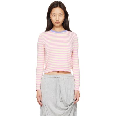 Ans Dotsloevner Ans Dotsloevner Pink & Yellow Knitted Striped Long Sleeve Sweater