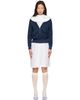 Ans Dotsloevner Ans Dotsloevner White & Navy Docking Plated Collar Midi Dress Set - 1