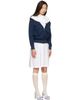 Ans Dotsloevner Ans Dotsloevner White & Navy Docking Plated Collar Midi Dress Set - 2
