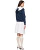 Ans Dotsloevner Ans Dotsloevner White & Navy Docking Plated Collar Midi Dress Set - 3