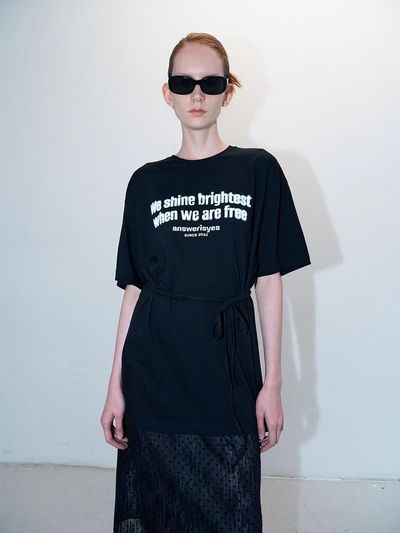 answerisyes Box Tied T-shirt_Black
