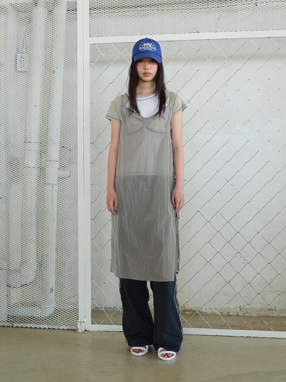 answerisyes Cap Bust Shirring dress gray