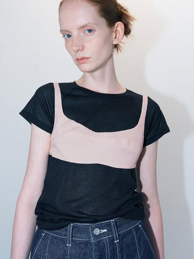 answerisyes Cos Grid Bralette_Pink