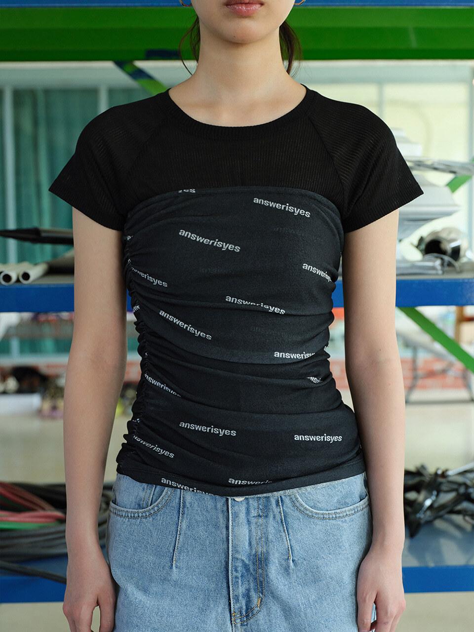 answerisyes Drape Banded Tube Top Black