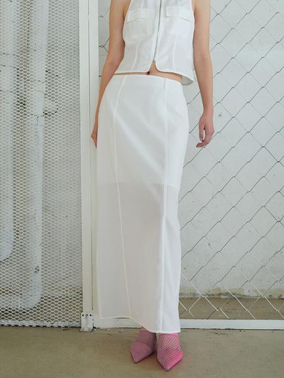 answerisyes Hot Slit Maxi Skirt White