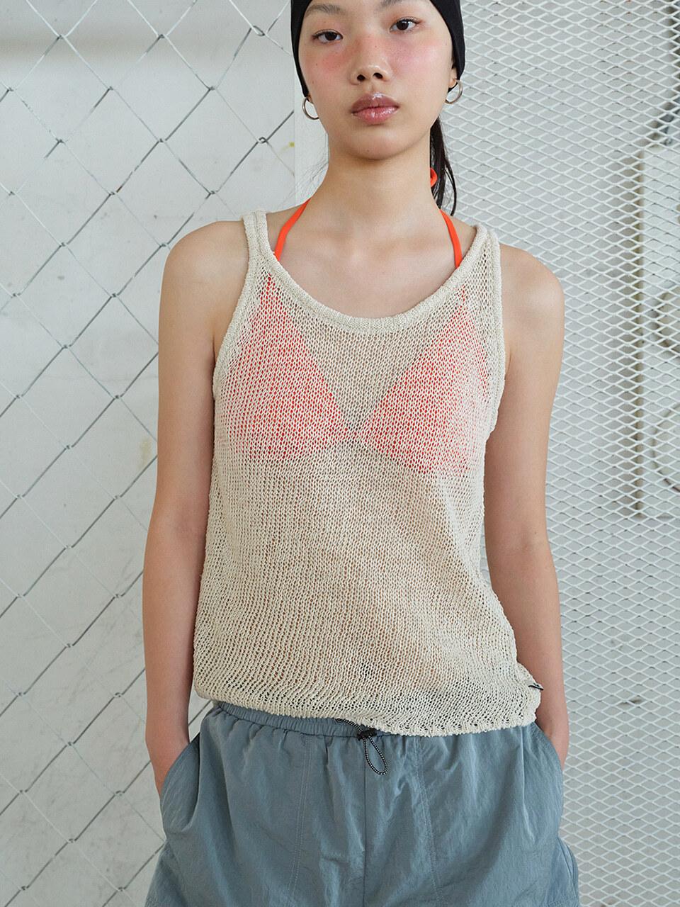 answerisyes Paper Knit sleeveless beige