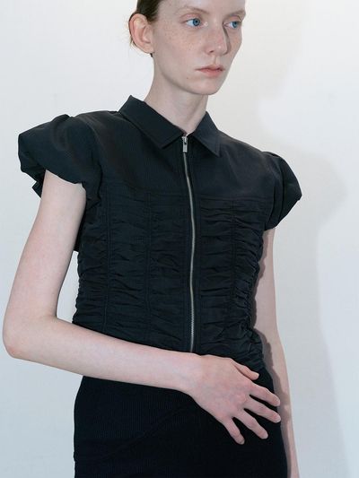 answerisyes Smocked Blouse_Black