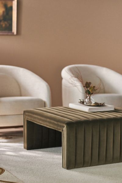 Anthropologie Alexander Velvet Coffee Table Ottoman
