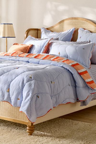 Anthropologie Annika Cotton Sailor Embroidered Quilt