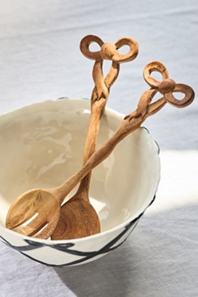 Anthropologie Beau Wood Serve Set