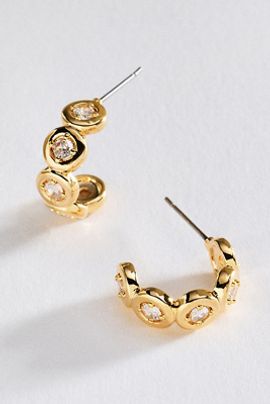 Anthropologie Bezel-Set Crystal Hoop Earrings