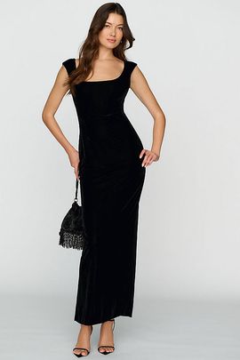 Anthropologie BHLDN Velvet Cap Sleeve Maxi Dress