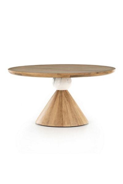 Anthropologie Bibianna 60" Round Wood & Marble Dining Table
